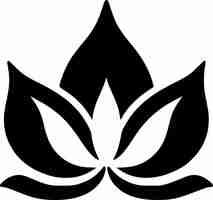 Vector lotus flower black and white vector illustration