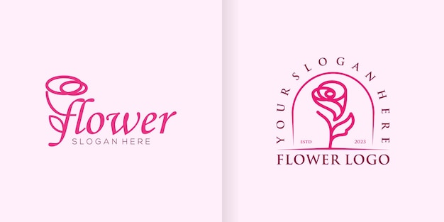 Lotus Flower Collection Abstract logo Beauty Spa Salon Cosmetisch merk Lineaire stijl Looped Leaves Logotype ontwerp vector Luxe Mode sjabloon deel 1