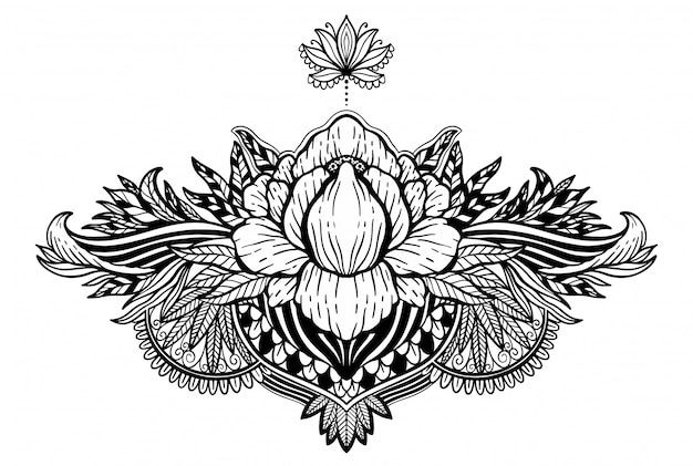 Vector lotus flower ethnic symbol