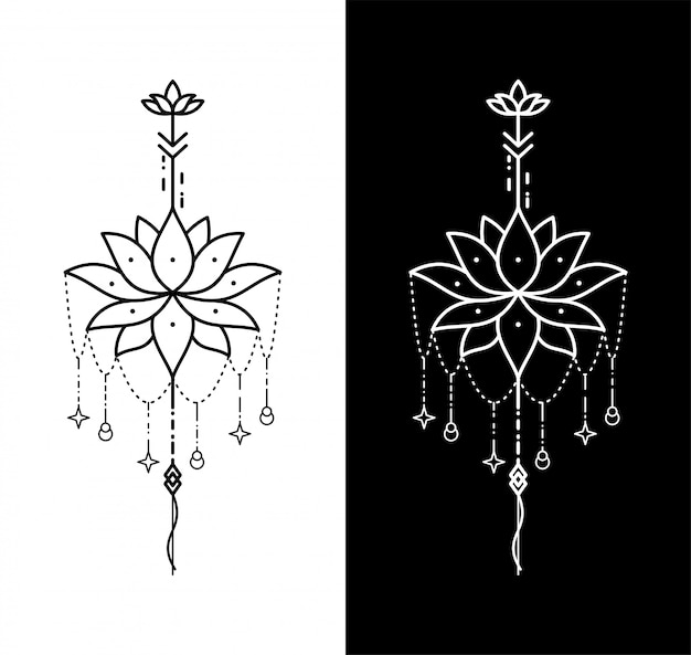 연꽃 기하학적 문신