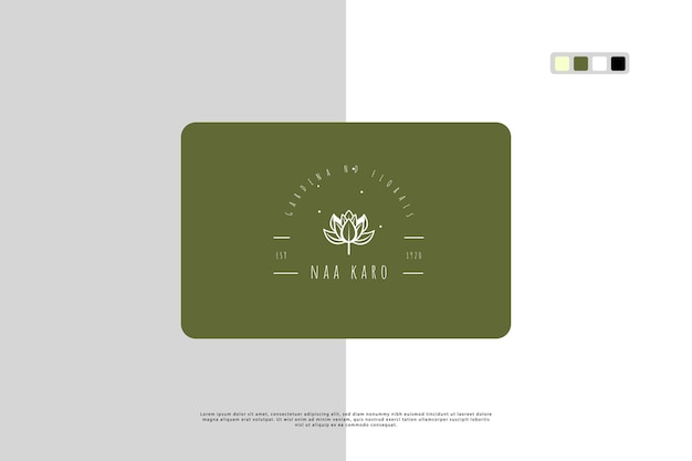 Lotus flower hand drawn logo design template in minimal retro classical style