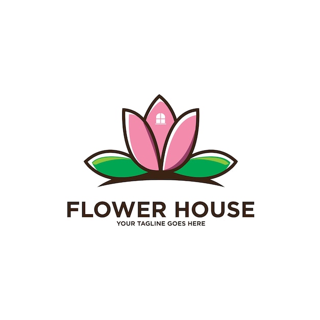 Lotus Flower House Logo geïsoleerd op wit