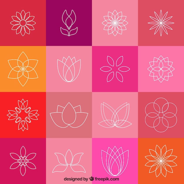 Vettore lotus fiore icone