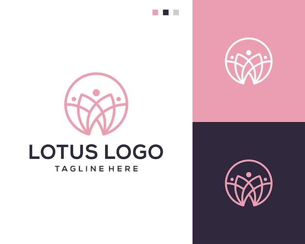 Modello di progettazione del logo della linea del fiore di loto