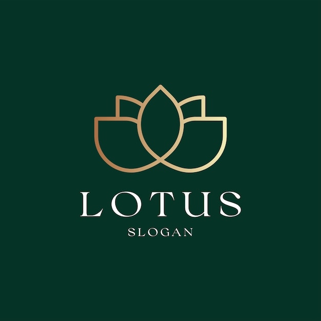 Lotus flower line gold logo vector