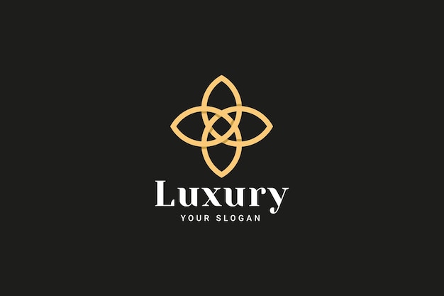 Lotus Flower Logo Abstract Beauty Spa Salon Cosmetics Brand Linear Style. Looped Leaves Logotype