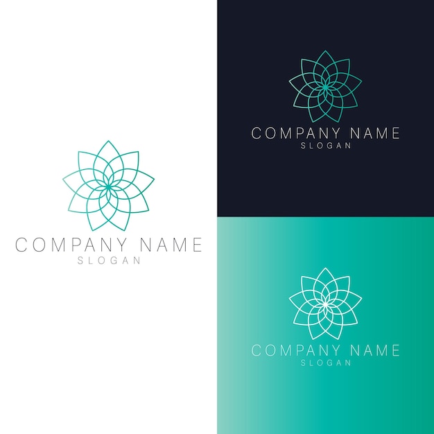 Lotus flower logo design. Line art lotus logotype.