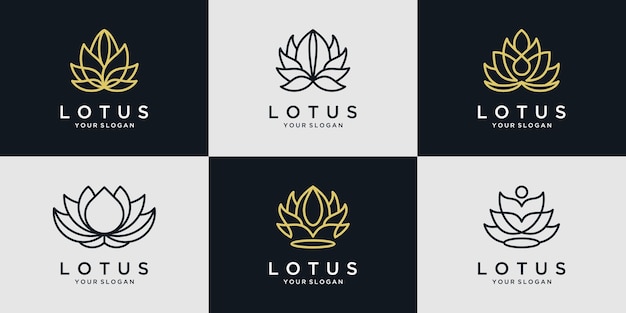 Lotus flower logo icon set