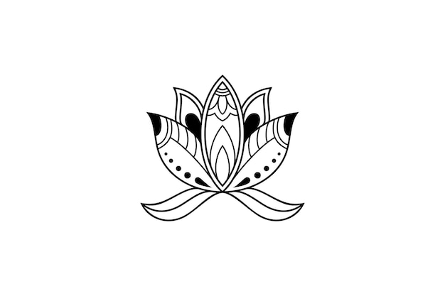 Lotus flower logo in zentangle design style