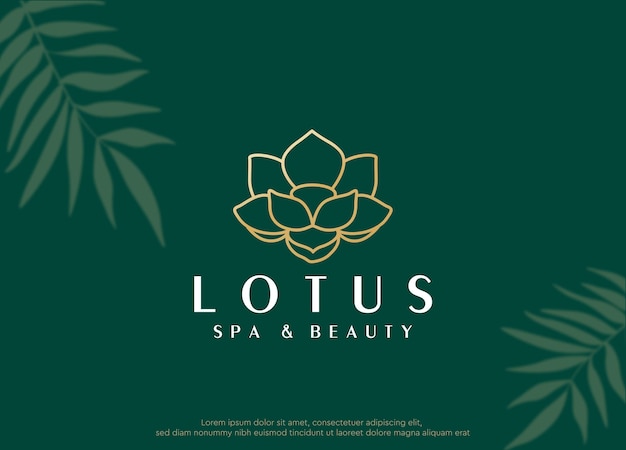 Logo spa di lusso in oro di lusso con fiore di loto