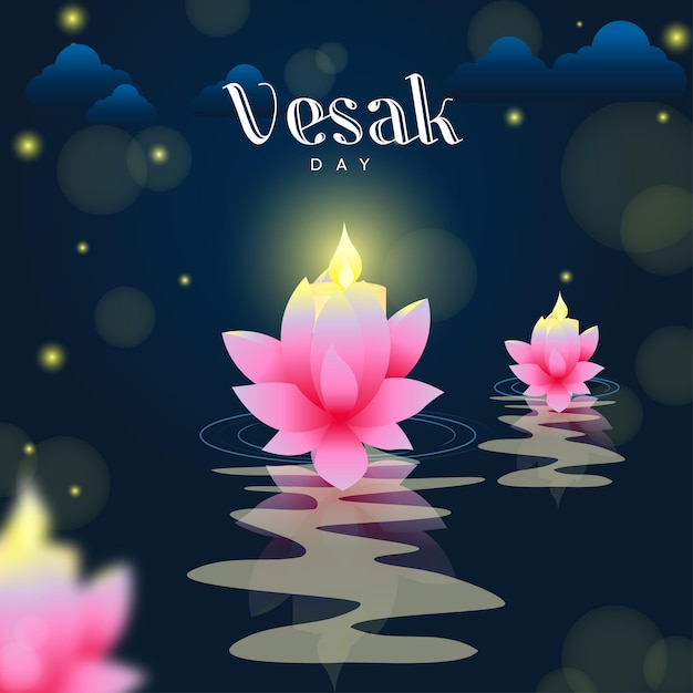 Lotus flower realistic vesak day design