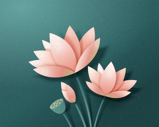 Vector lotus flower set