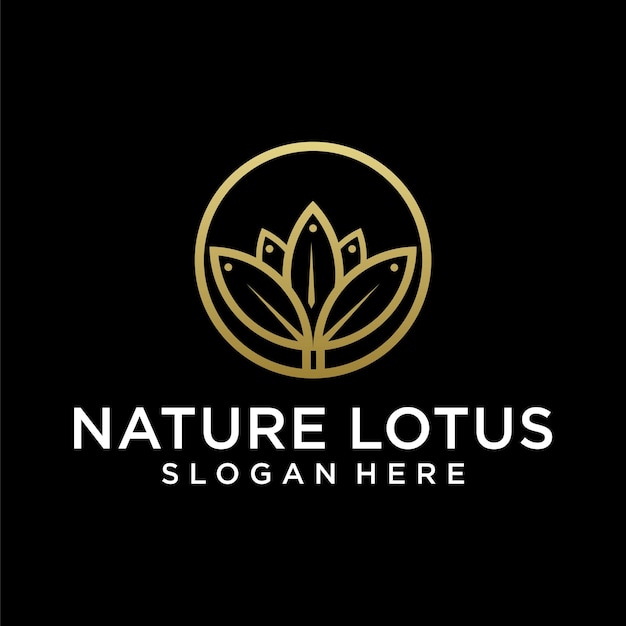 Lotus flower vector template with line shades and company logo