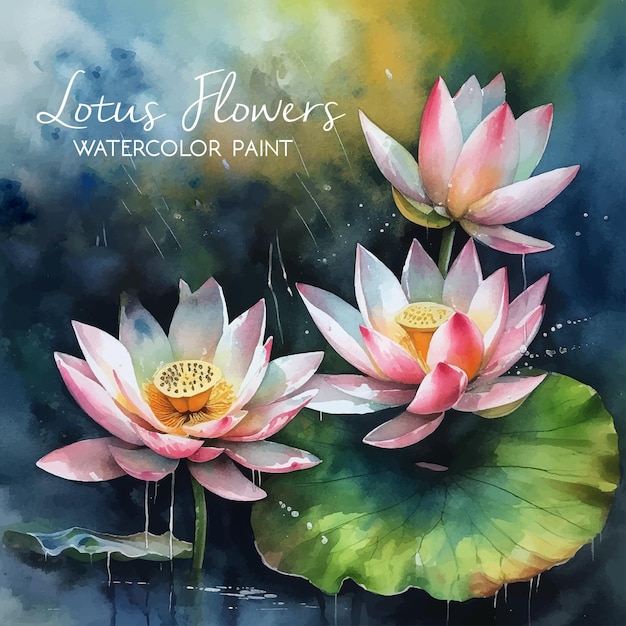 Lotus flower watercolor paint