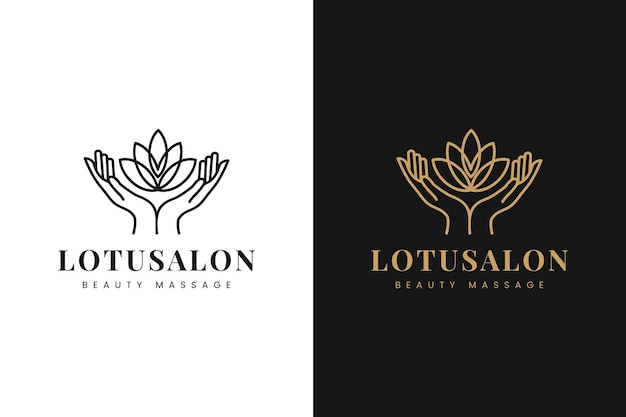 Lotus flower with human hands logo design template