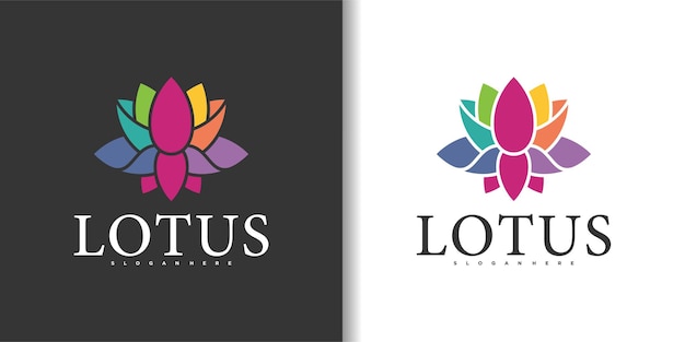 Lotus flowers design logo template icon with full colour concept Premium Vector