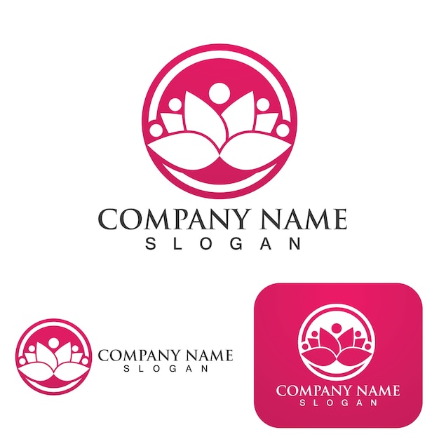 Lotus flowers design logo Template