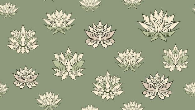 Lotus hand drawn illustrations vector