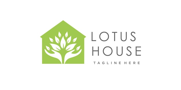 Lotus house logo design with creative concept Premium Vector