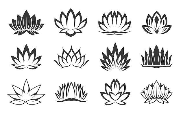 Lotus icons spa and oriental flower of Ayurveda