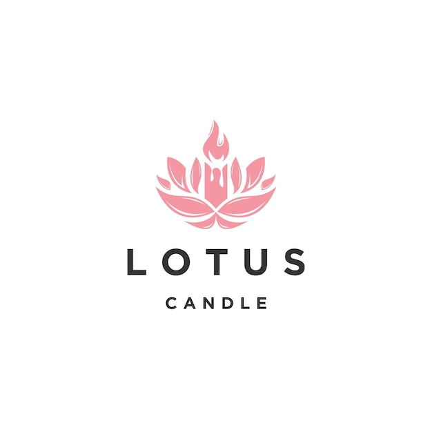 Lotus kaars logo pictogram ontwerp sjabloon platte vector