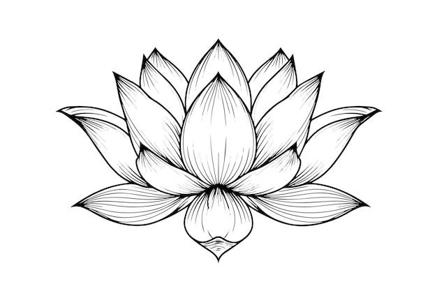 A lotus lily water flower in a vintage woodcut engraved etching style vector illustration