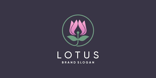 Concetto di logo lotus con uno stile fresco e unico vettore premium