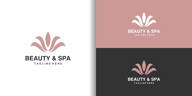 Vettore logo design loto per yoga fitness spa di bellezza vettore premium