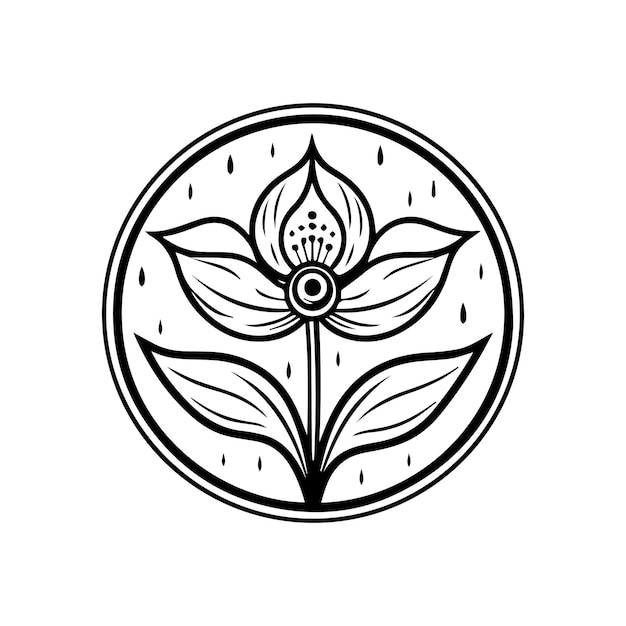 Lotus logo design black and white hand drawn illustration