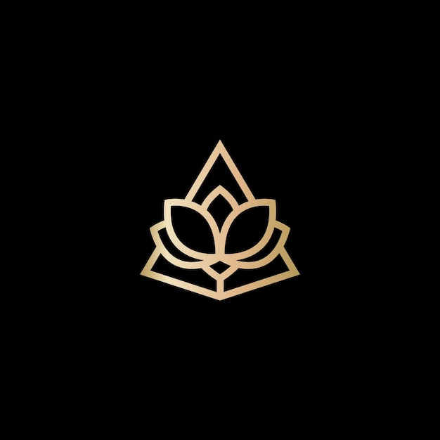 Lotus logo in gold colour elegance simple logo vector illustration