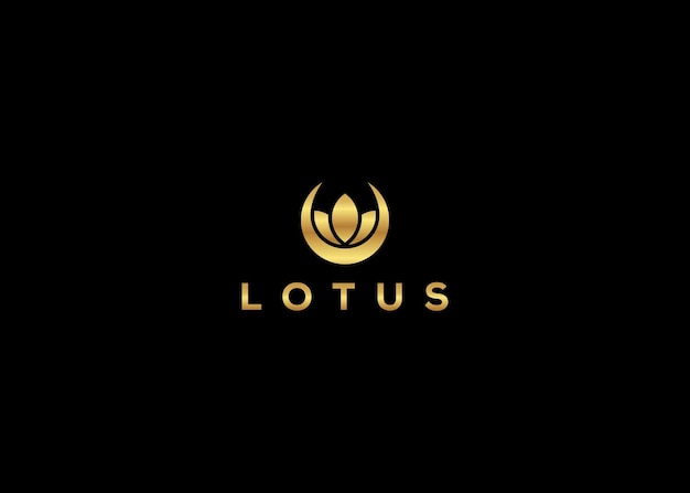 Vector lotus logo ontwerp in gouden kleurlijn