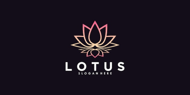Lotus-logo-ontwerp met creatief concept premium vector