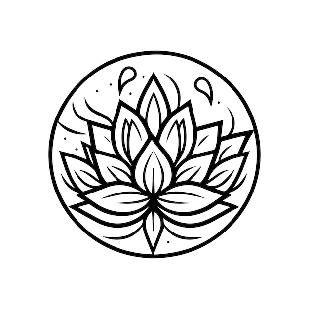 Lotus logo ontwerp zwart-wit hand getekende illustratie