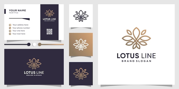 Lotus-logosjabloon met moderne lijnstijl Premium Vector