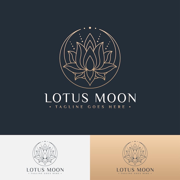 Lotus maan elegante Boho Logo sjabloon