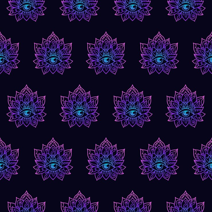 वेक्टर lotus mandala neon seamless pattern buddhism design yoga print poster tshirt textile tattoo