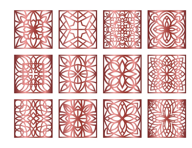 Lotus Mandala Vector Template Set for Cutting and Printing Oriental laser cut coaster ornament