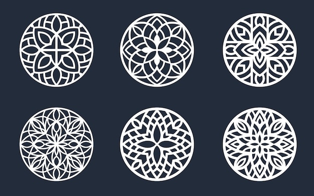 Набор векторных шаблонов lotus mandala для резки и печати