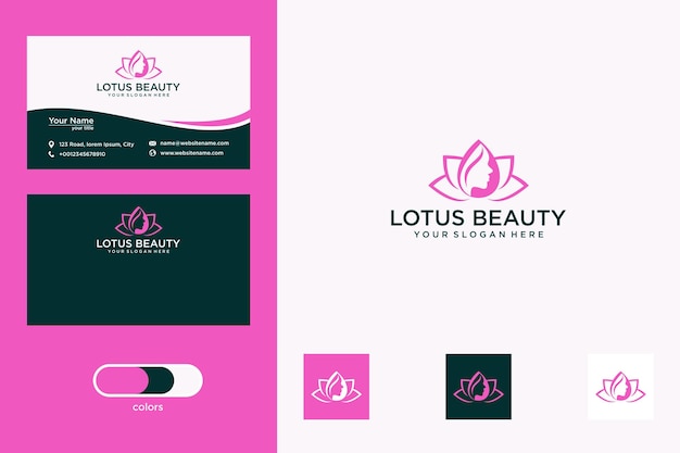 lotus met schoonheidslogo-ontwerp en visitekaartje