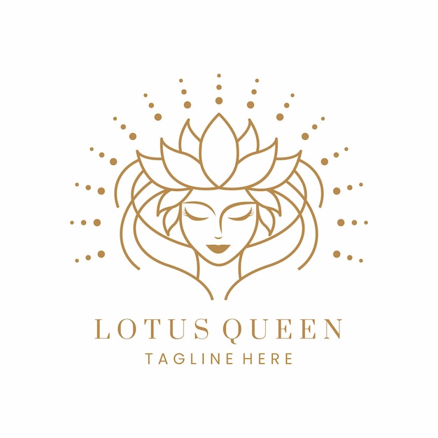 Lotus Queen Beauty Glowing Logo Design Vector