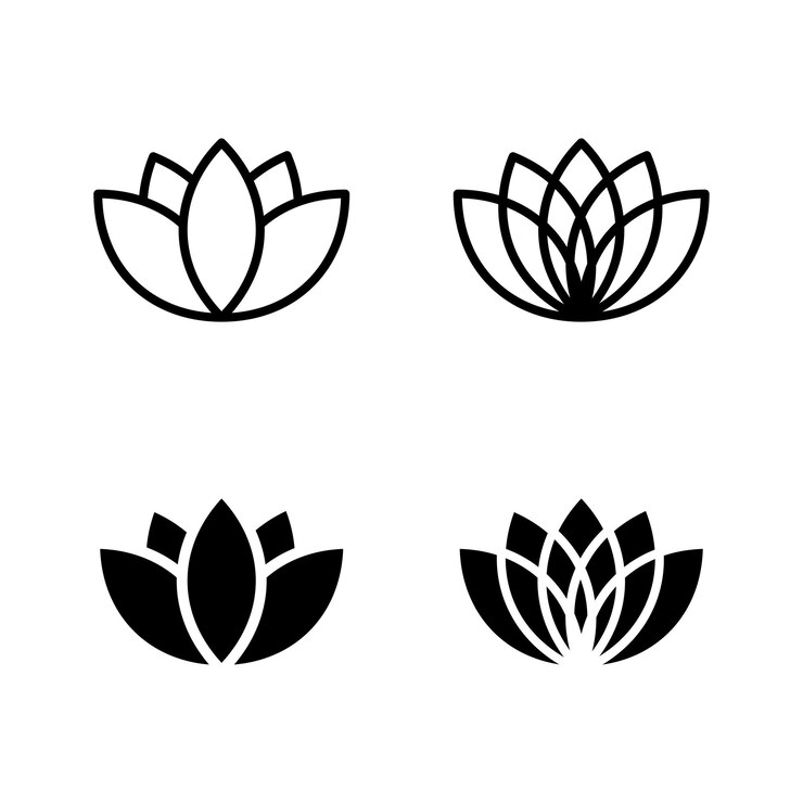 Lotus set Lotos flower vector illustration Spa relax symbol Yoga logo Meditation sign