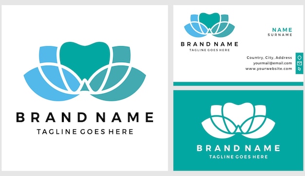 Lotus tandheelkundige logo met visitekaartje ontwerp