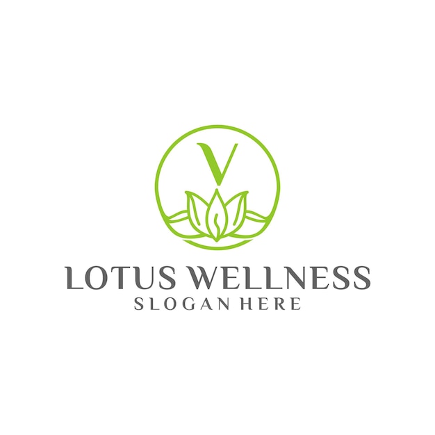 Lotus v wellness logo design