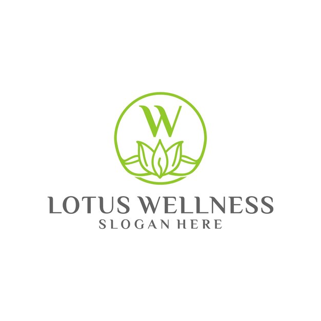 Lotus w wellness logo design