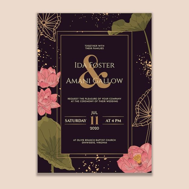 Lotus Wedding Invitation