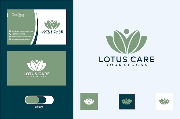 Lotus con cura logo design e biglietto da visita