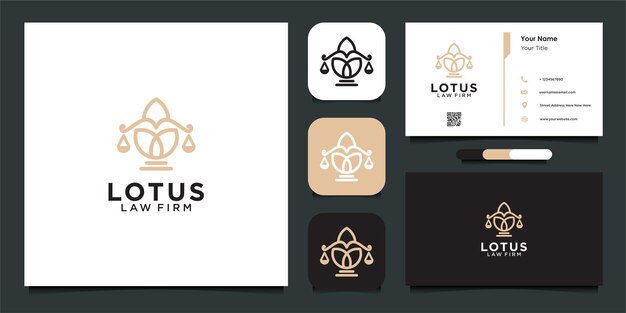 Lotus with law firm logo design template and business card