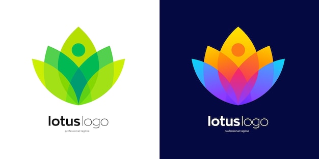 Lotus yoga logo template with two color options