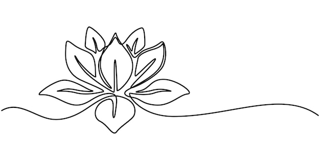 Lotusbloem Continuous Line Drawing Style gegroepeerd met bewerkbare Stroke Lotus Water Lily Continuous