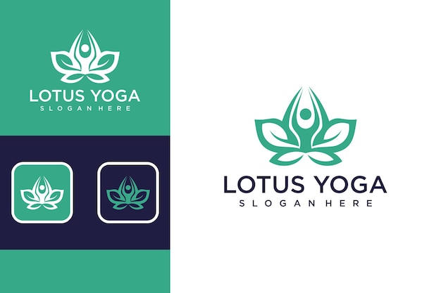 lotusbloem of lotus met yoga-logo-ontwerp